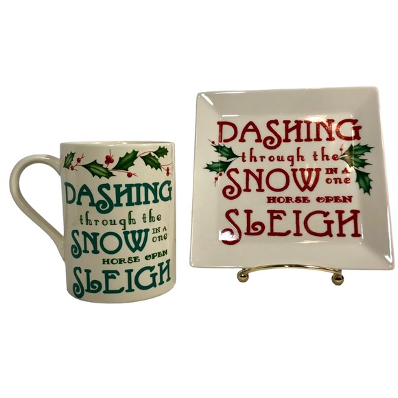 LENOX Holiday Heat Change Mug & Tidbit Plate “Dashing through the Snow…” NWT - Picture 3 of 12
